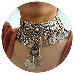 Ancient silver retro retro funky adjustable collar necklace