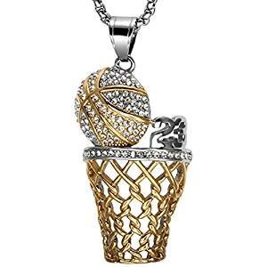 Stainless steel basketball glittering necklace