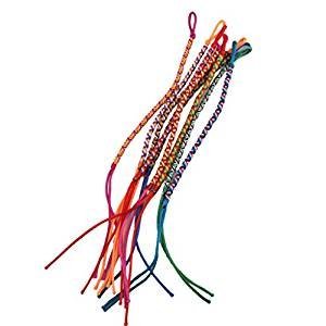 Colorful woven threads of friendship bracelets ankle hippie