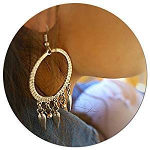 Large antique silver ring long statement unique retro retro large round earrings hanging