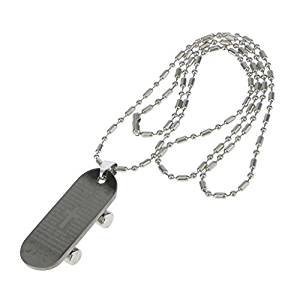 Skateboard pendant necklace silver ball bar