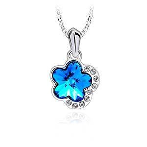 Blue Crystal plum blossom necklace women and girls