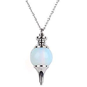 Cat Eye Dan Yueguang stone beads silver chain pendant necklace crystal pendulum